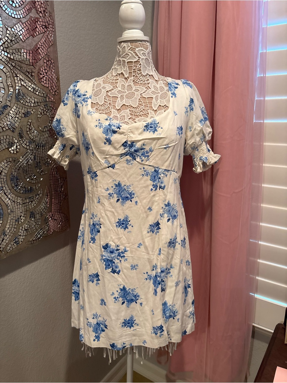 Blue Floral Mini Dress
